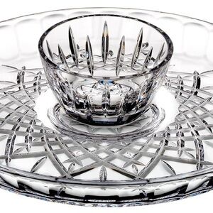 2 Piece Crystal -Waterford Marquis Dip and Cracker/Chip Server
